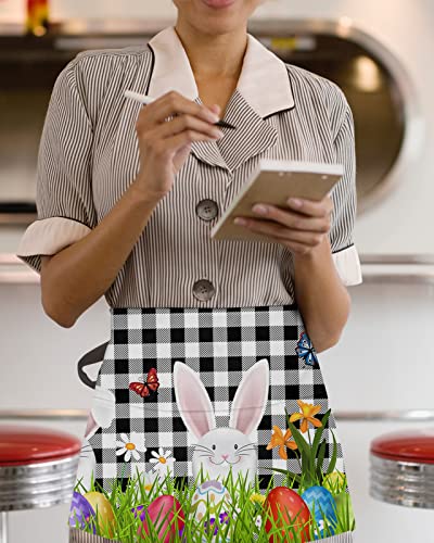 Server Apron Waitress Aprons With 3 Pockets, Easter Egg Half Waist Waiter Aprons Restaurant Chef Aprons For Women Men #TOP2