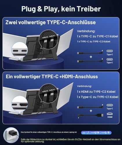15,6" Laptop Bildschirm Erweiterung, 1080P FHD Tragbarer Monitor – Ansicht 4