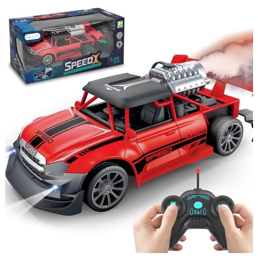 Pup Go Coche acrobático de Control Remoto para niños a Partir de 3 años con Luces LED y Spray.Kleine High Speed RC Racing Elektrofahrzeug Spielzeug für 3 4 5 6 7 Jahre Jungen Mädchen Kinder(Rojo)