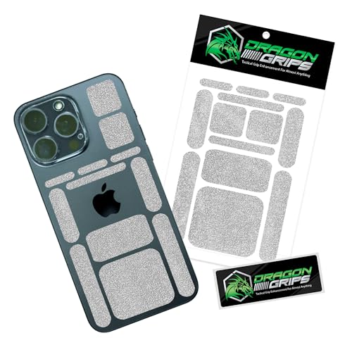 Dragon Grips 13 Pcs Rubber Cell Phone Grip Tape Compatible with iPhone Rubberized Tape Clear Stickers, 1 Pk