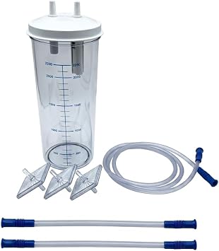 Premium Fluid Collection System Accessory Kit - 2000ml Large Capacity Canister, Tubing & Filter Replacement Set - Secure Seal Maintenance Components