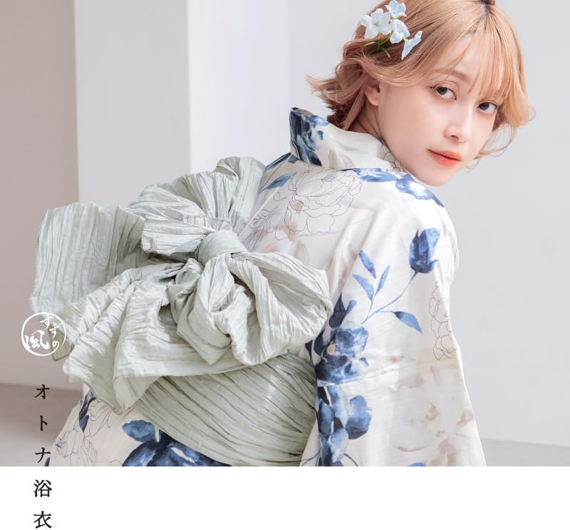 新品未使用】Dita ディータ 水彩の雪月花(涼) 浴衣5点セット 水色 紫