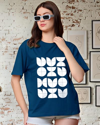 Image of Women's Half Sleeve Oversize Tshirt Graphic Printed Round Neck T-Shirts for Women