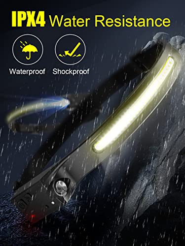 Image of UNBON Ultra Powerful LED Headlamp, USB C Rechargeable Headlamp with 5 Lighting Modes, Motion Sensor, IPX4 Waterproof Lightweight Super Bright for Hiking DIY Camping Fishing