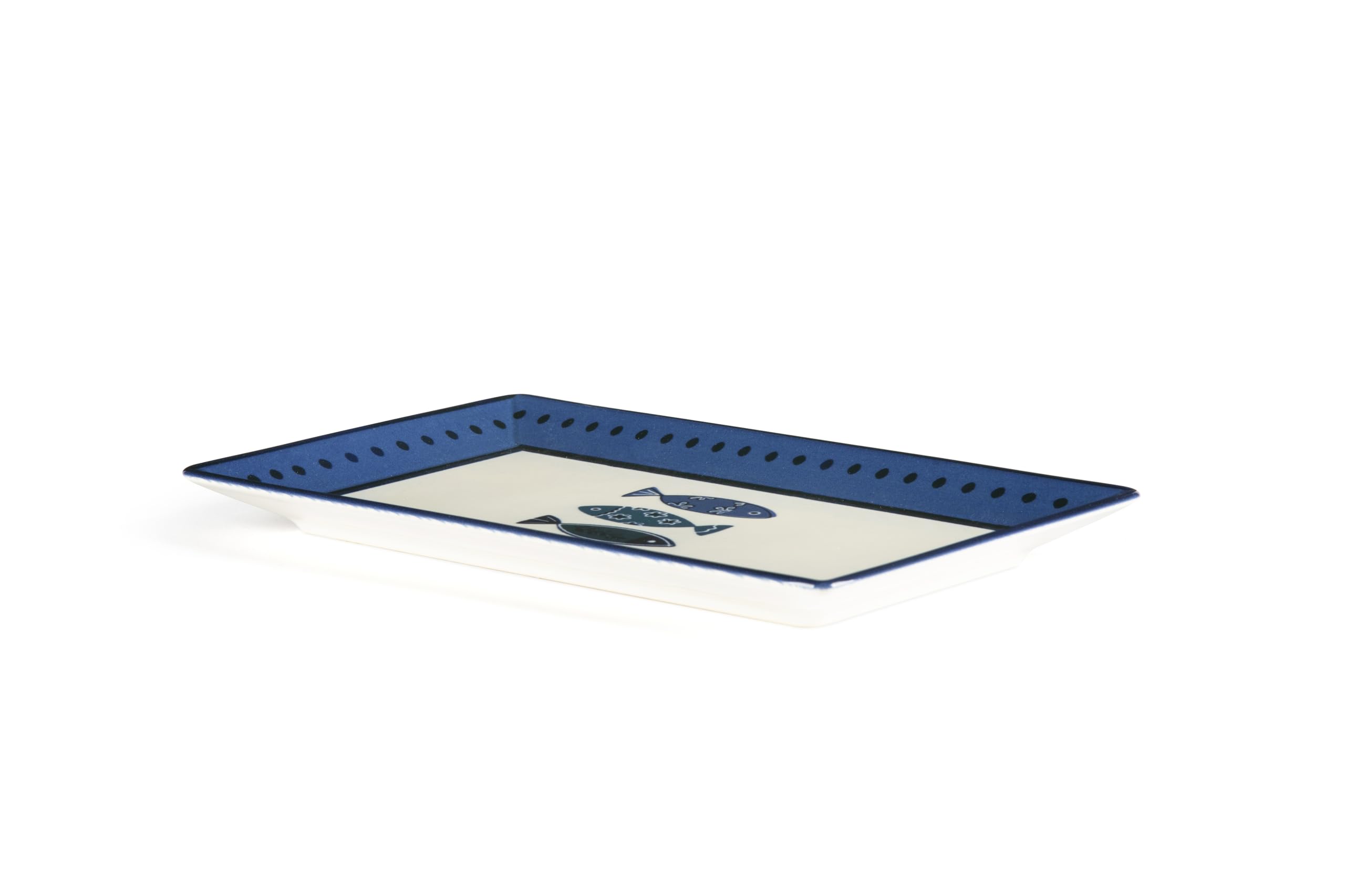 Excelsa Ocean Set 6 piatti in ceramica, 25x15cm, decorazione pesci