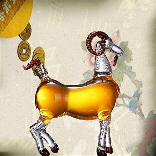 Schapenvorm Decanter, whiskyfles, geit glas dier handgeblazen hoge borosilicaat glazen fles transparante fles, 1000 ml… - Afbeelding 6