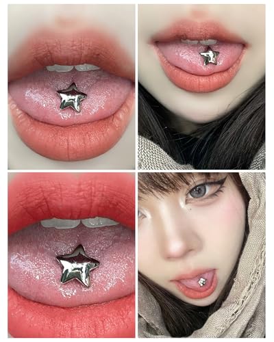 Jewseen G23 Implant Grade Titanium Tongue Piercing Jewelry Heart Tongue Rings Internally Threaded Tongue Barbell for Women Men2