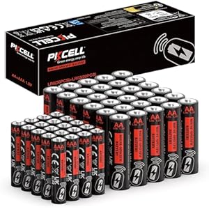 PKCELL AA AAA Battery Value Pack for Computer Mice – 50 Count (30 AA + 20 AAA) | 1.5V Long-Lasting Alkaline Batteries with 10-Year Shelf Life – Bulk Savings Bundle
