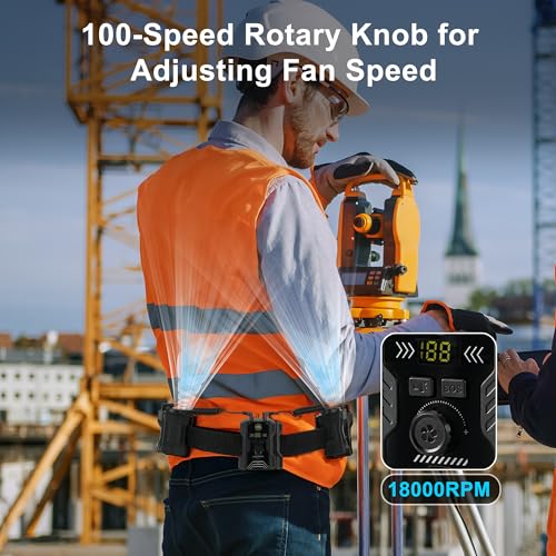 Image of 16000mAh Portable Waist Fan 2 Separate Wearable Waist Fans 18000RPM Powerful Belt Fans Rechargeable Battery operated With 100 Speeds for Jobsite Gardening Camping Outdoor work Travel Essentials
