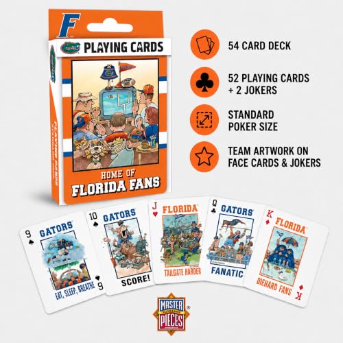 Image of Masterpieces Florida Gators Playing Cards Deck - Official NCAA Fan Accessory - Ages 4+
