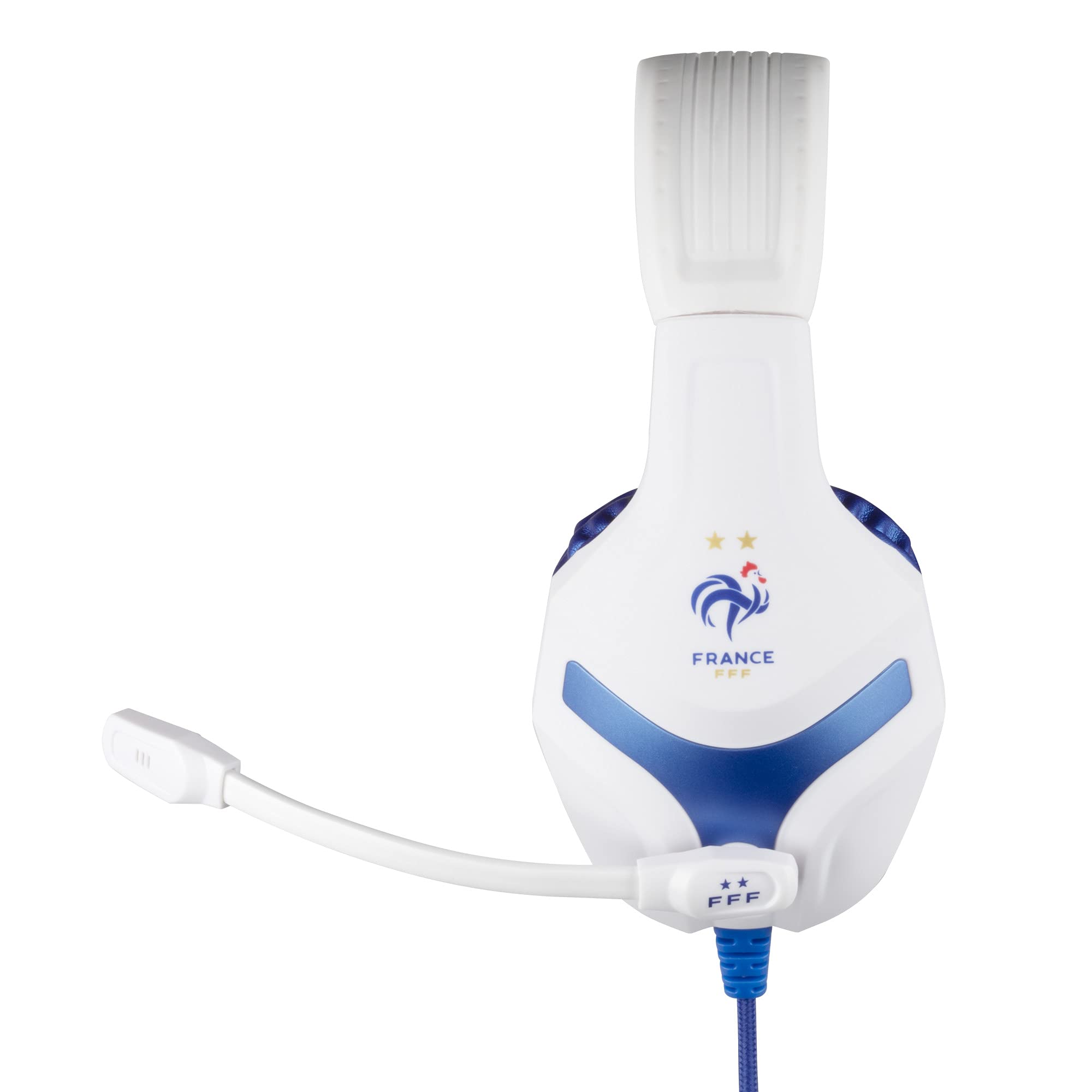 Konix FFF Casque Gaming Filaire PS-400 pour PC, PS4, PS5, Switch et Xbox - Microphone 45° - Câble 1,5 m - Prise Jack 3,5 mm - Blanc et Bleu
