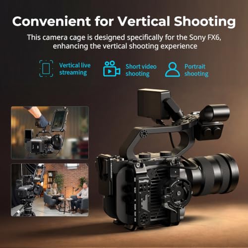 Image of SmallRig Vertical Shooting Cage Kit for Sony FX6, V-Mount Battery Plate, Side Handle Adapter, Integrated Top Handle Mount, HawkLock NATO Rail - 5801