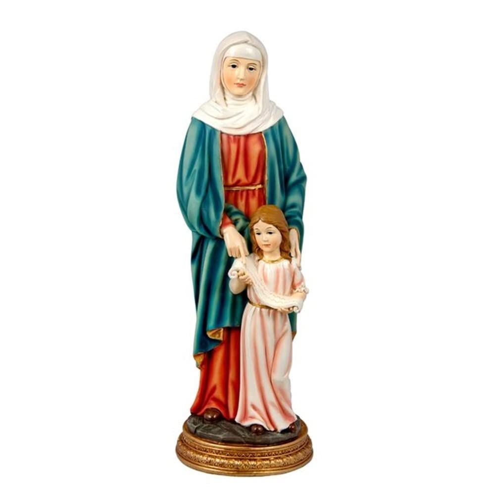 Santa Ana con Virgen María niña Figura 30 cm. patrona de los Abuelos Imagen Resina peana