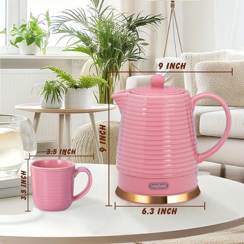 Tetera Eléctrica Cerámica 1.2 Litros con Infusor y Set de Tazas miniatura 2