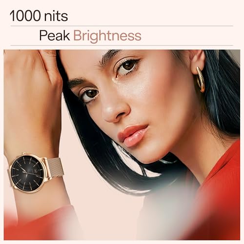 Image of boAt Chrome Iris Fashion Smart Watch for Women - Elegant Ultra-Sleek Dial, Light-Weight Metal Body, 1.32 inch AMOLED Display, 1000 Nits, AOD, Female Wellness Tracking Watch for Woman (Metal Gold)