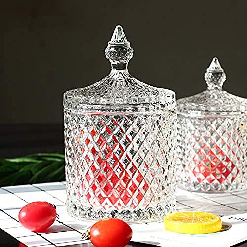 Maypink Crystal Diamond Faceted Jar with Crystal Lid,Suitable as A Candy  Dish,Cookie Tin,Biscuit Barrel,Decorative Candy Jar Sugar Bowl (Crystal, Set  of 2) : Amazon.in: Home & Kitchen