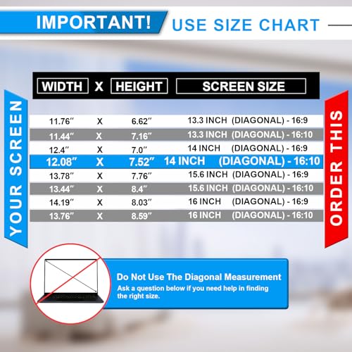 Image of FILMEXT 14 Inch Laptop Privacy Screen, 16:10 Aspect Ratio | Compatible with Lenovo Hp Dell Acer Asus Envy Xps, Removable Anti-Blue Light Glare Anti Spy Laptop Screen Privacy Filter