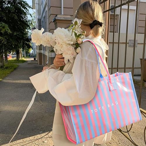 Image of KALIDI PVC Tote Bag Women's Kraft Paper Work Handbags Purses with Top Handle