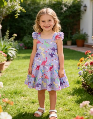 Image of Vieille Toddler Girls Summer Dress Ruffle Casual Beach Sundress 2-8 Years