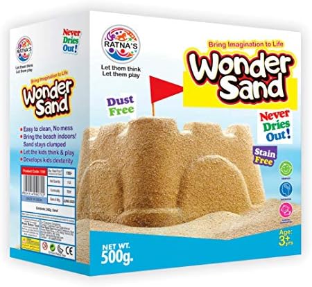 RATNA'S Wonder Sand for Kids - Brown, Green, Purple (500 Grams Each)