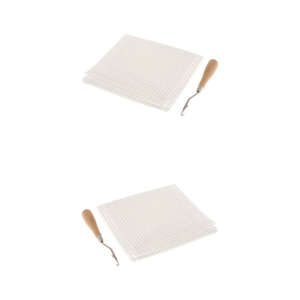 2Set Blank Canvas Mesh Wooden Bent Latch Hook for DIY Rug Cushion Mat Making|Crafts| Handcrafted & Finished Pieces| Needle Arts & Crafts| Latch Hooked Rugs-image-28