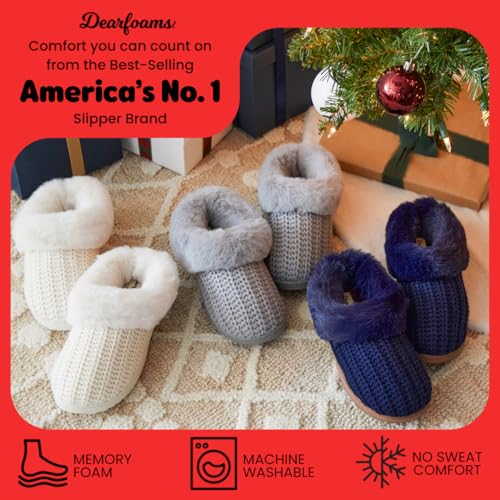 Image of Dearfoams Women's Memory Foam Cozy Soft House Slippers Gifts for Women Hannah Knit Clog House Shoes