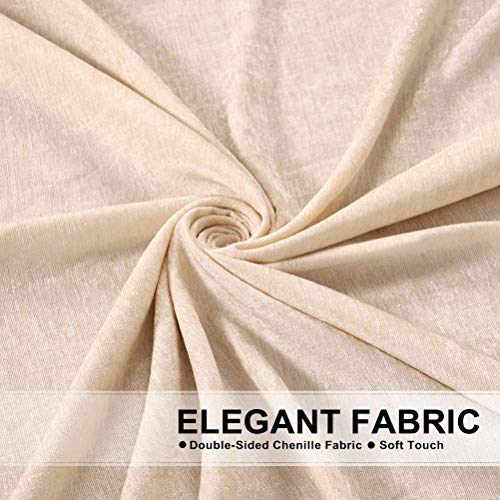 Elkca Beige Chenille Window Curtains Valance For Living Room Waterfall Valance For Bedroom,Rod Pocket (W59 Inch, 1 Panel) #TOP4