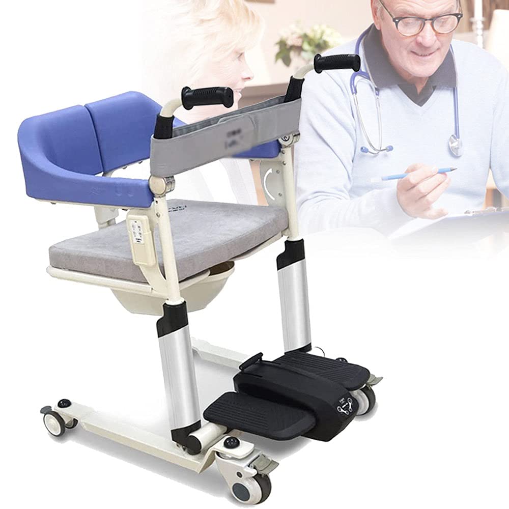 Sillas de ruedas para baño, silla de ruedas eléctrica elevadora de pacientes para el hogar, sillas de ruedas para adultos con asiento dividido a 180°, con control remoto, con cojín extraíble y cintu