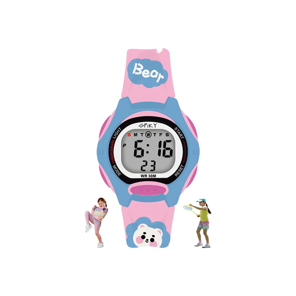 SPIKY Digital Sports Watch for Kids (Pink) | Multifunctional with Luminous Display & Alarm | Water Resistant & Printed Silicone Strap | Birthday Gift Wrist Watches for Girls & Boys | Age 2-14 Yrs (B0CV9FGJV6) Amazon Price History, Amazon Price Tracker