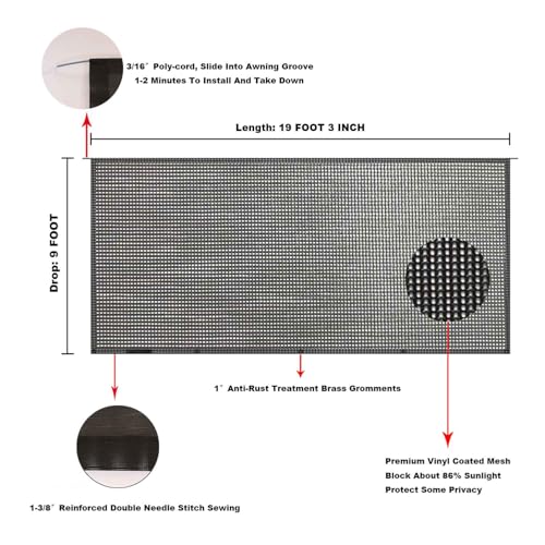 Image of RV Awning Mesh Sun Shade Screen for Motorhome Camper Trailer Sunshade