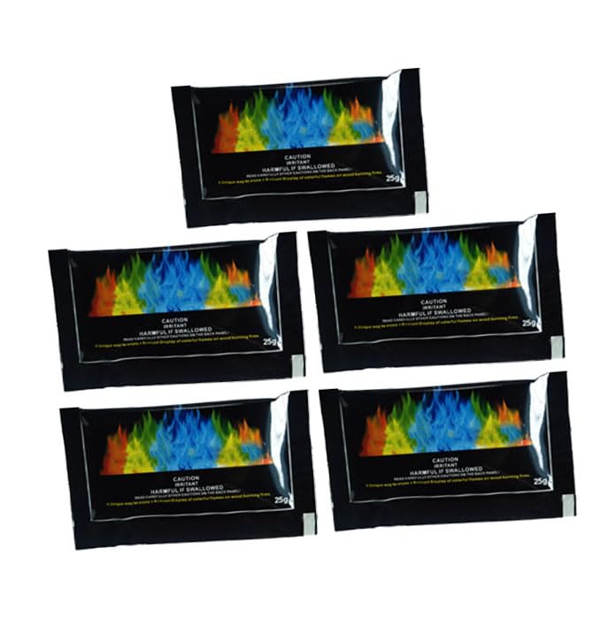 5 unidades pacotes de fogo coloridos 25 g BQ pacotes de chama colorida para acampar acessórios para fogueiras para crianças e adultos
