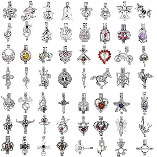 Image of 50Pcs Mixed Pearl Bead Cage Pendants Jewelry Making Essential Oil Diffuser-Add your stone/Pearl/Essential Oils to Cage (50pcs)