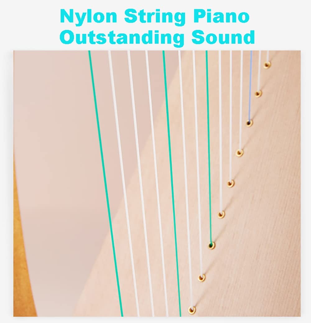 Arpa in Mogano a 19 Corde, Altezza 24 pollici/64 cm, per Bambini Adulti Principianti con Chiave per accordatura, Borsa Nera, Corde di Ricambio per Tracolla, spartito Musicale Inglese