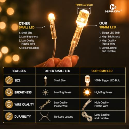Image of MPROW 10M /40LED Diamond Shape String Lights, Warm White