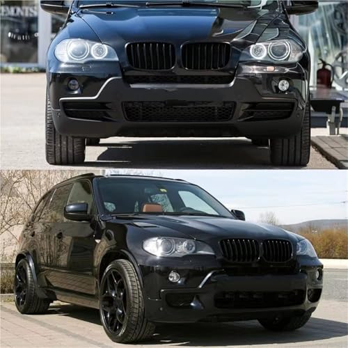 Rejilla frontal de parachoques doble línea estilo carbono compatible con X5 E70 2006-2014 5