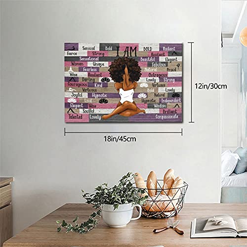 Drawpro Yoga Insprational Wall Art Decor African American Motivational Canvas Wall Art Bedroom Black Women Wall Art For Living Room African Wall Art For Bathrooms Gift For Girl 12X18Inch #TOP5
