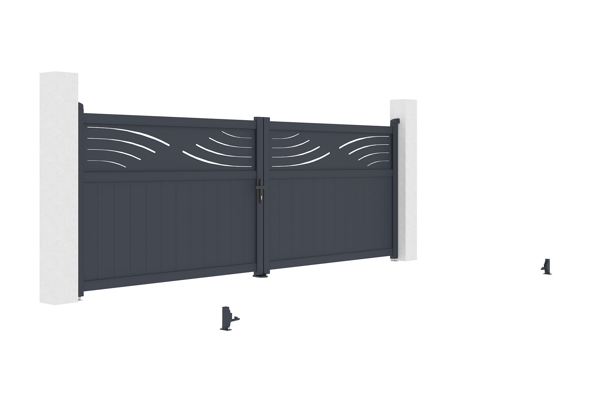 Casanoov Portail battant 4m HALTI H.140cm aluminium gris