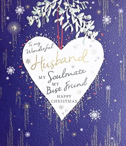 Paperlink Romantic Soulmate Husband Christmas Card – Heart and Falling ...