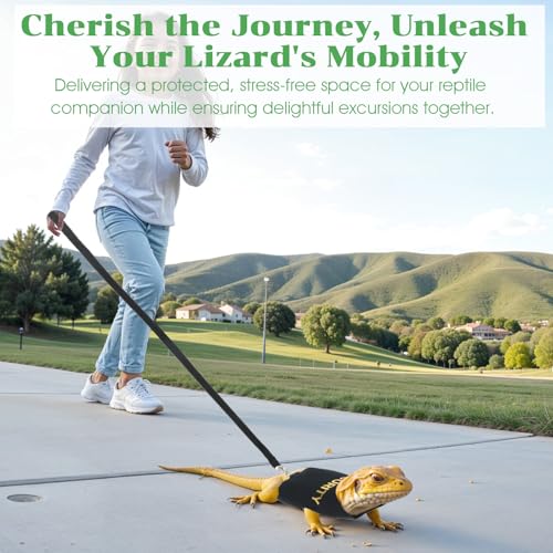 Image of Bearded Dragon Harness and Leash Set, Adjustable Bearded Dragon Harness with 5 ft Short Leash, Escape Proof Outdoor Walking Training Leashh for Beardedd Dragons Lizard Small Pets