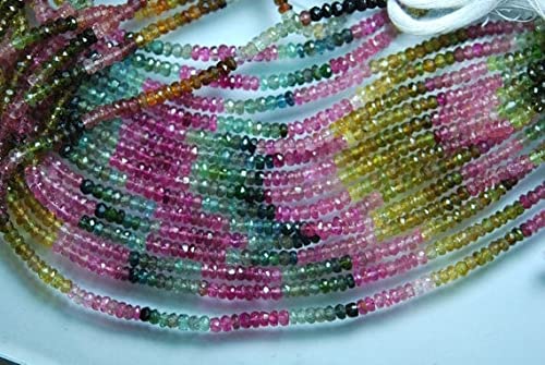 LKBEADS Sznurek 13,5 cala, fasetowany z wieloma turmalinami, 4 mm