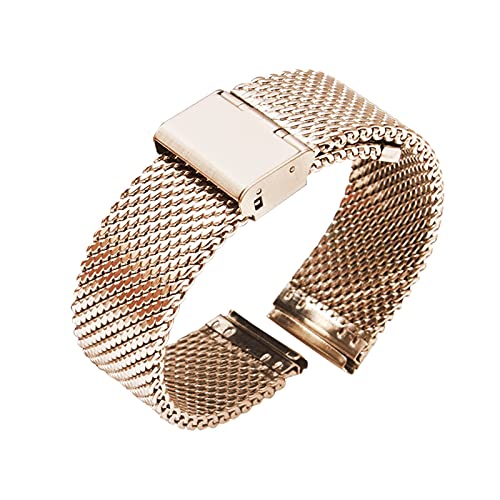 Correa de reloj milanesa YINGO de acero inoxidable premium con acabado oro rosa