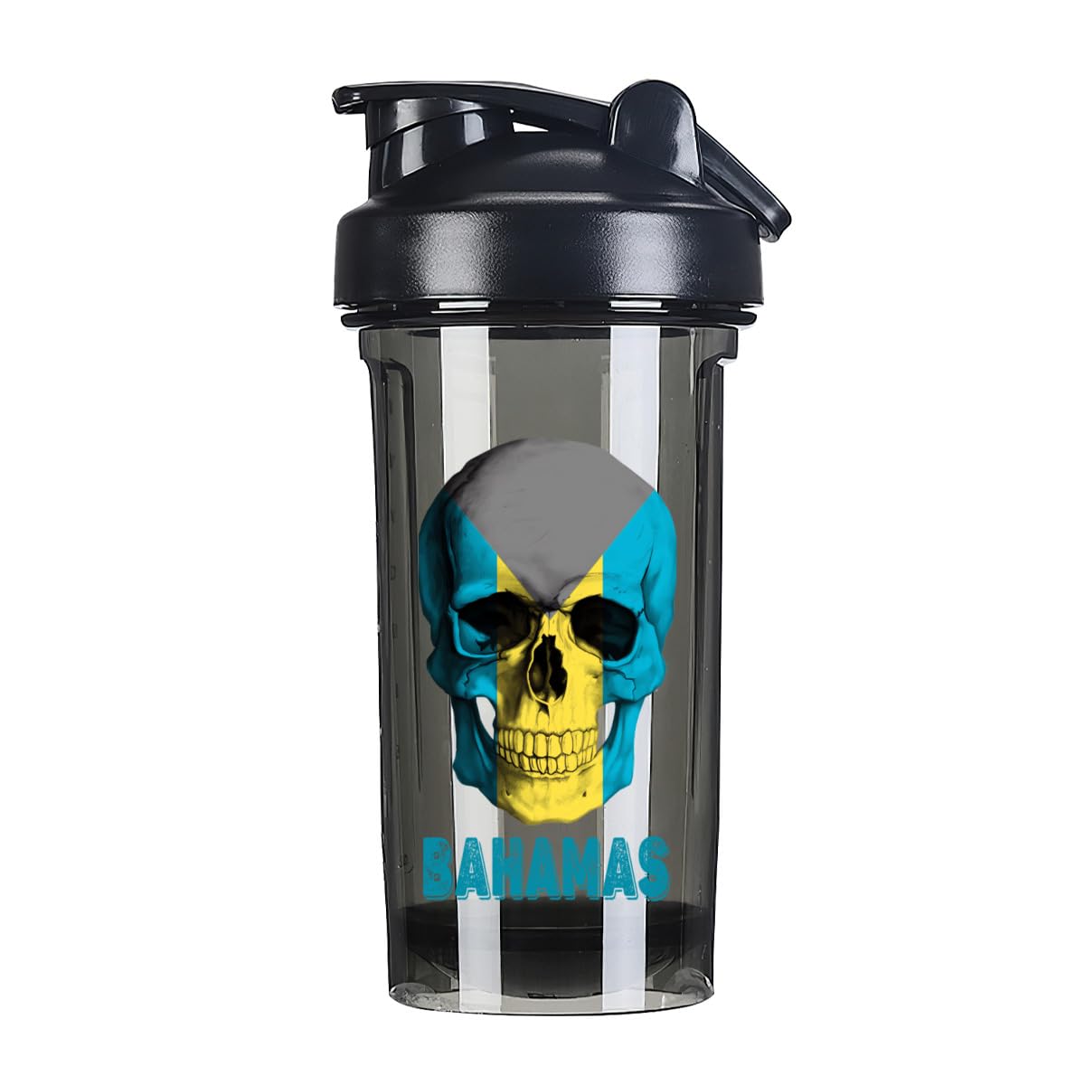 Skull Bahamas Flag 18 Ounce Shaker Cup,Fashion Theme Pattern Shaker Bottle Leak-proof Workout Shake Bottles 500ML/18 oz Perfect for Pre Workout-3-1