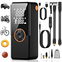 Elektrische Luftpumpe, Luftpumpe Elektrisch mit 10000mAh Akku, 150PSI Tragbar Mini Kompressor mit Manometer, Fahrradpumpe Elektrisch mit Digital LCD Bildschirm für Fahrräder, Motorräder, Auto & Bälle