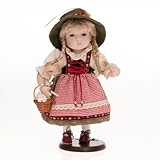 inkl Ständer Sammlerpuppe, Porzellanpuppe, Trachtenpuppe Tracht Puppe Mädchen mit Blumenkorb 30cm 122404