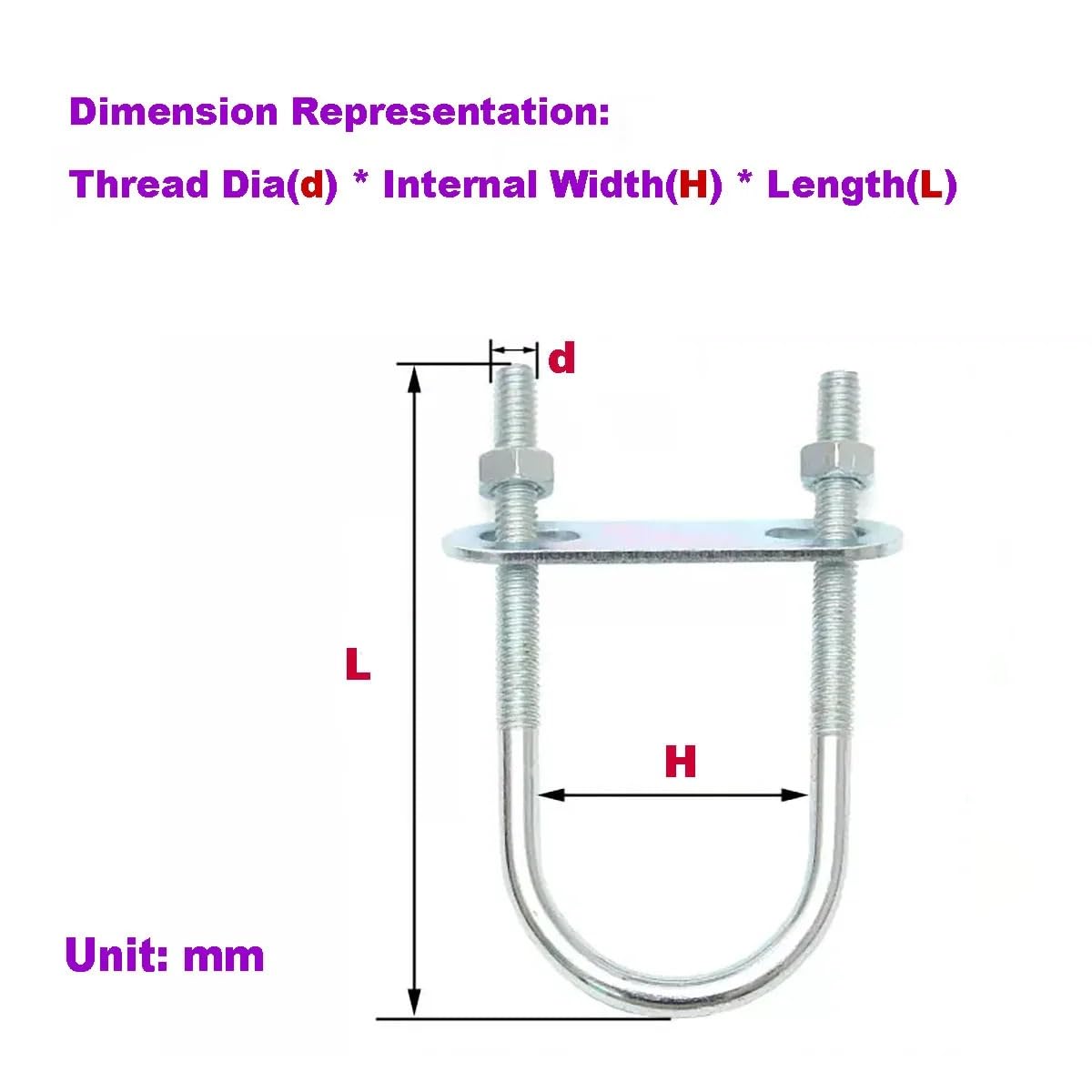 Bullone Bullone a U zincato esteso/vite a U/morsetto a U/bullone di guida/cerchio a clip M6MN8M10M12(5set M6x22x60)