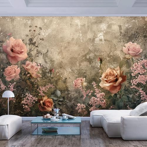 fotomurales decorativos pared 3d Rosa gris con motivos florales vintage restaurante oficina habitación los niños familiar pasillo tapiz artístico murales Pintura Arte Sala