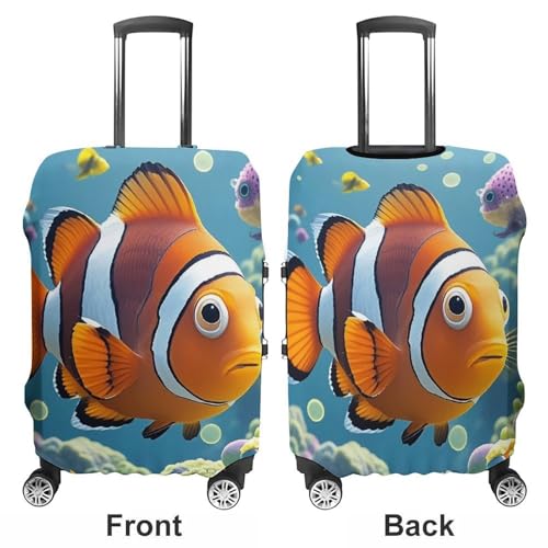 Cartoon Clown Fish Luggage Cover, Elastic Luggage Protector Fits 19-32in Suitcases, Washable & Anti-Scratch Suitcase Cover for Men Women L3