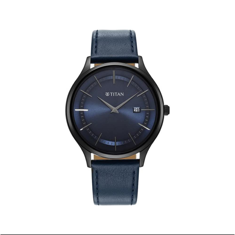 Titan Classique Slimline Blue Dial Analog with Date Leather Strap Watch for Men-NS90142NL01 (B09MWD6B4N) Amazon Price History, Amazon Price Tracker