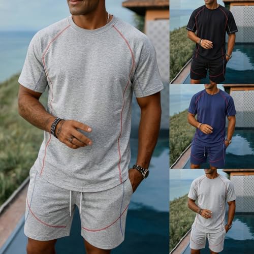 Chándal de playa holgado con estampado de dos piezas ropa cómoda de hombre 2