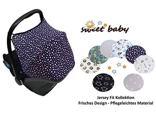 Sweet Baby ** 100% Jersey Fit ** Juego completo de fundas protectoras/capota/capota/cinturón acolchado para capazo Maxi-Cosi Cabrio, Pebble y otros (capota, Hearts Dark)